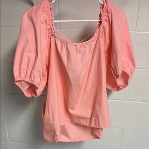 Nine West Pink Puff Sleeve Ruched Blouse